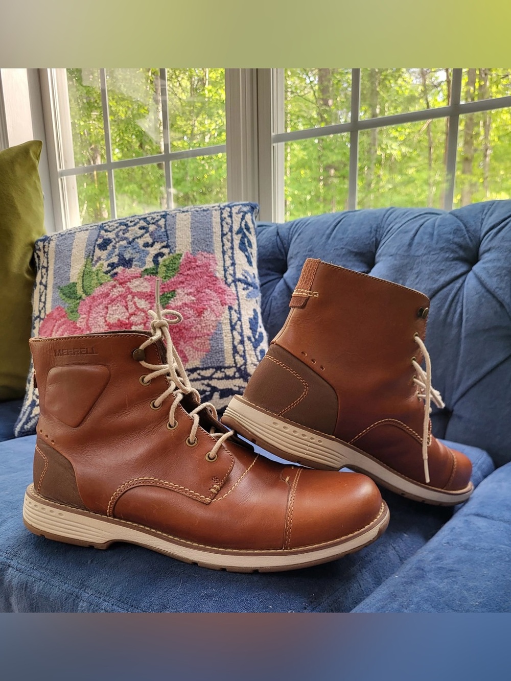 Merrell Realm Sky Saddle Brown Mens Leather Ankle Boots Size 10.5 J69085 HTF